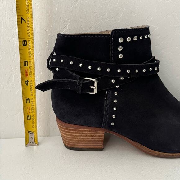 Boden Keira Ankle Boots Women's Size 41/9.5 Navy Blue Studded Suede Edgy Chic - Picture 10 of 16